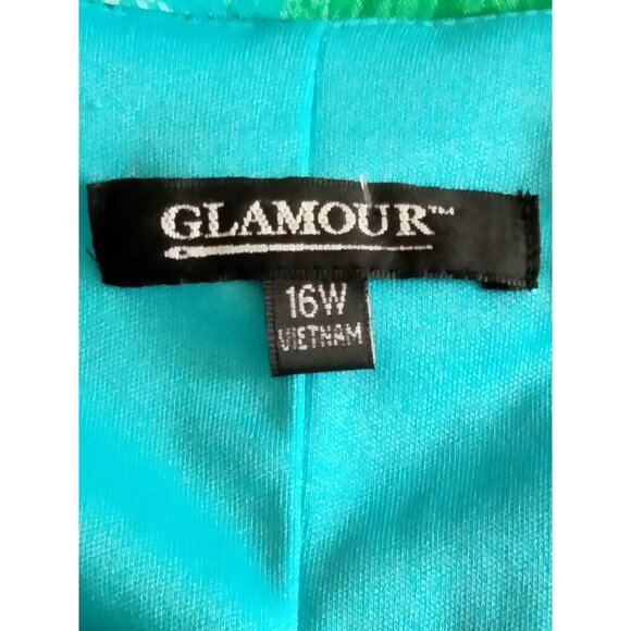 Vibrant Blue Green Abstract Print Sleeveless Pleated Fully Lined Dress Size 16W - Picture 7 of 8